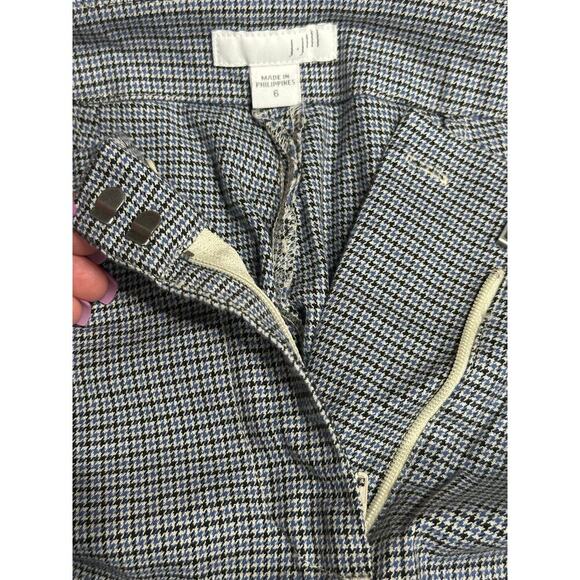 J Jill Houndstooth Plaid Pants Slim Leg Knit Stretch Pockets Black Blue career 6 - Picture 4 of 10
